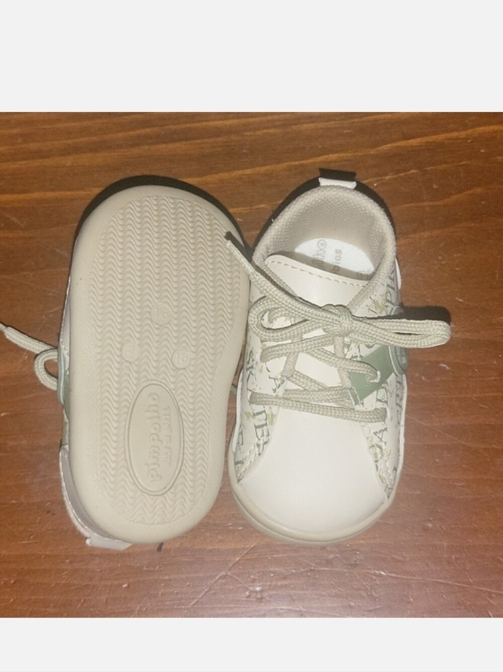 Baby Neutral Beige Lace-Up Sneakers -